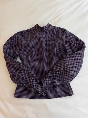 Ganni Purple and Black Gingham Shirt
